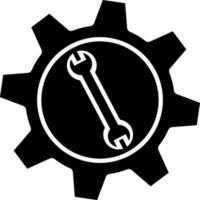 Isolated black setting icon for maintenance concept. vector