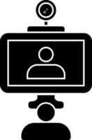 Flat style video calling in black color. vector