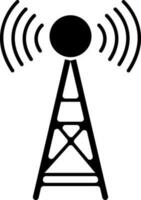 Flat style internet tower in black color. Glyph icon or symbol. vector