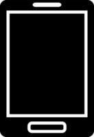 plano estilo teléfono inteligente icono en negro y blanco color. vector