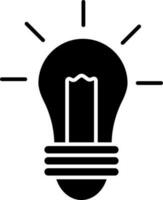 Black and White electric bulb with rays icon. vector