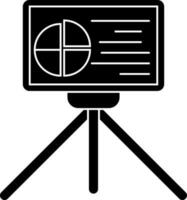 Illustration of Black and White pi chart presenting on board with tripod icon. vector