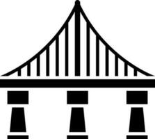 dorado portón puente icono en negro y blanco color. vector