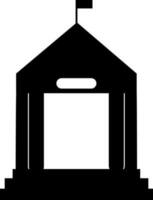 Icon of black building in flat style. vector