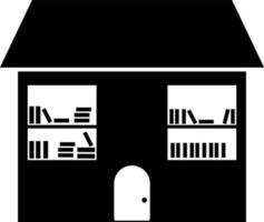 Black and White book store icon in flat style. vector