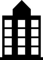 Flat style school building icon in Black and White color. vector