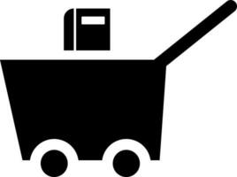 Shopping book cart icon in Black and White color. vector