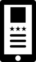 Rating app in smartphone glyph icon or symbol. vector