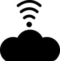 Cloud computing connected wifi icon in black color. vector