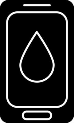Blood donation app in smartphone. Glyph icon or symbol.