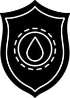 Black and White icon of security shield with blood drop. vector