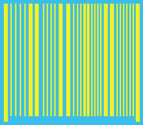 Blue and yellow bar code in flat style.
