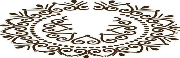 Brown beautiful floral pattern rangoli. vector