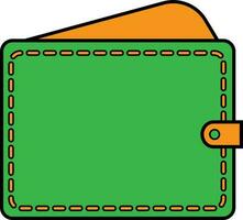 Wallet in green and orange color. vector