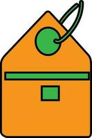 Tag or label in orange and green color. vector