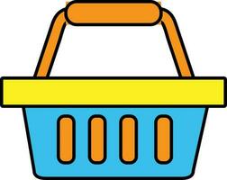 Blue and orange shopping basket in flat style. vector