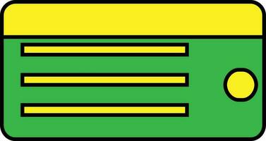 Yellow and green credit card in flat style. vector