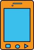 Illustration of smartphone in orange and blue color. vector