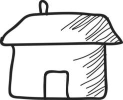 Hut in black and white color. vector