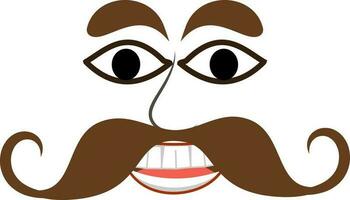 ilustración de riendo ravana cara con grande bigote. vector