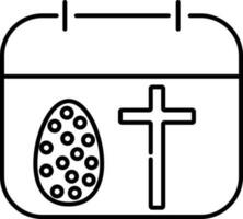 calendario símbolo con Pascua de Resurrección huevo y cristiano cruzar. vector