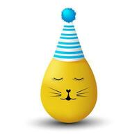 Isolated egg with bunny face expression wearing party hat. vector