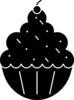 Illustration of cupcake glyph icon. vector