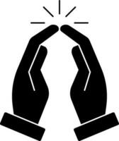 ilustración de Orando humano mano icono en plano estilo. vector