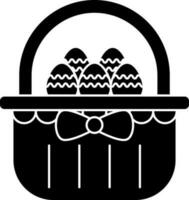 Easter egg in basket icon in glyph style. vector