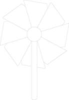 Isolated black line art windmill on white background. vector