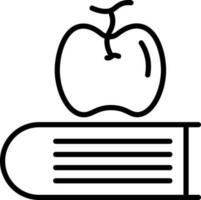 Apple on book icon in line art. vector