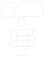 Black line art solar energy panel. vector