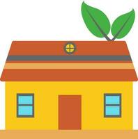 Flat style leaves decorated hut. vector