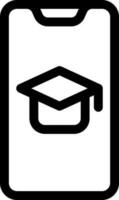 Online education app in smartphone icon in black line art. vector