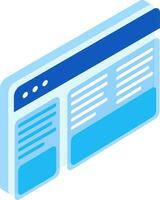 Isometric web page icon in blue color. vector