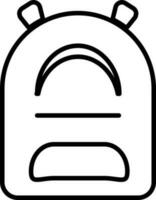 Black line art illustration of Backpack icon. vector