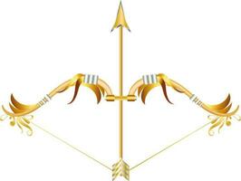 Beautiful golden bow and arrow. vector