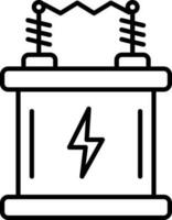 Black line stroke icon of battery for energy concept. vector