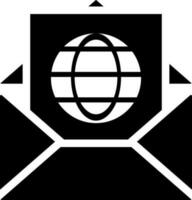 Global mail icon in glyph style. vector