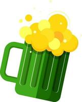 Realistic green mug filled with yellow bubble on white background. vector