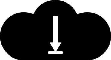 Cloud computing download icon in flat style. vector