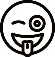 Winking eye with tongue out face icon in line art. vector