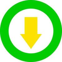 Downloading arrow icon in yellow and green color. vector