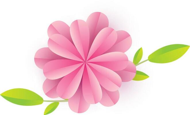 Creative pink flower in paper cut style.