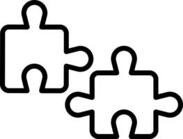 Black line art illustration of jigsaw icon. vector