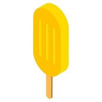 Isometric ice cream stick icon in yellow color. vector