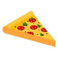 Isometric pizza slice on white background. vector