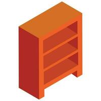 Bookshelf element in isometric style. vector