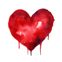 rouge cœur aquarelle clipart ai généré png