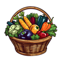 Gemüse Korb Zeichnung Clip Art ai generiert png